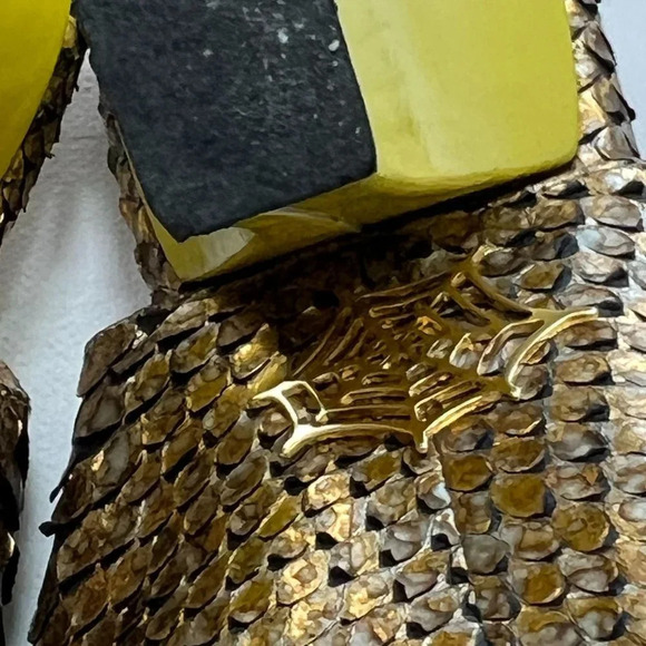 Charlotte Olympia Bronze Python Slingback Neon Heels - Picture 6 of 10